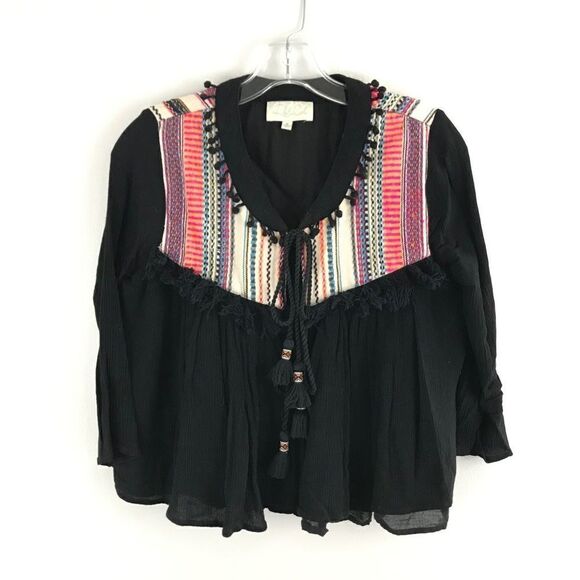 RAHI CALI embroidered fringe crinkle jacket - Picture 1 of 12